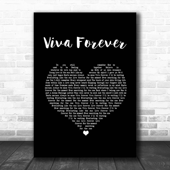 Spice Girls Viva Forever Black Heart Song Lyric Print