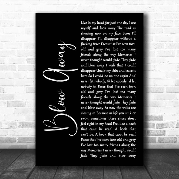 Staind Blow Away Black Script Song Lyric Print