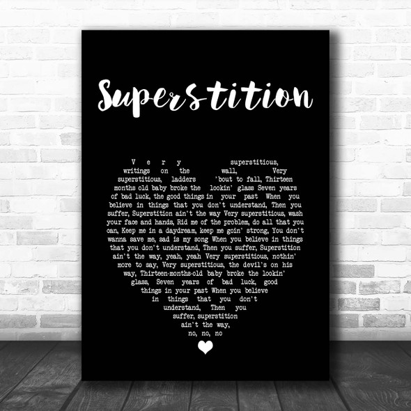 Stevie Wonder Superstition Black Heart Song Lyric Print