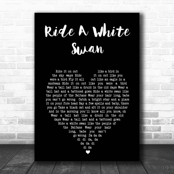 T. Rex Ride A White Swan Black Heart Song Lyric Print