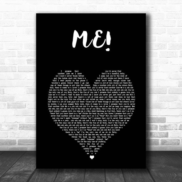 Taylor Swift ME! Black Heart Song Lyric Print