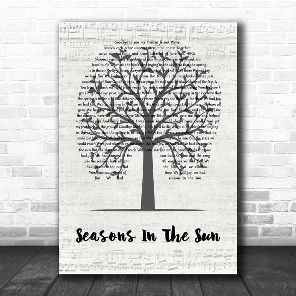 Terry Jacks Seasons In The Sun Music Script Tree Song Lyric Print