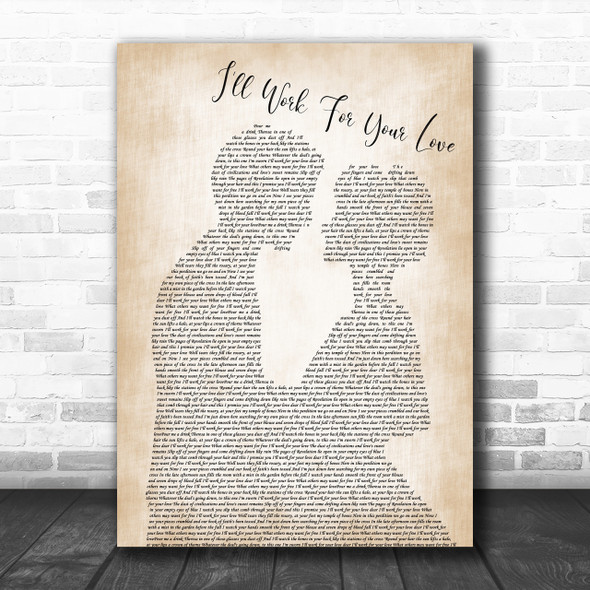 Bruce Springsteen I'll Work For Your Love Man Lady Bride Groom Song Lyric Music Wall Art Print