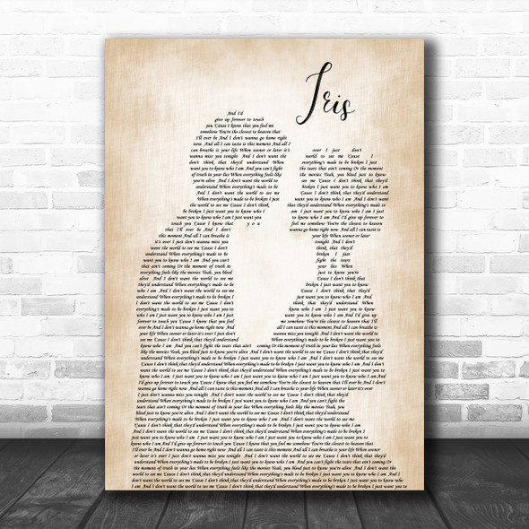 Goo Goo Dolls Iris Man Lady Bride Groom Wedding Song Lyric Music Wall Art Print