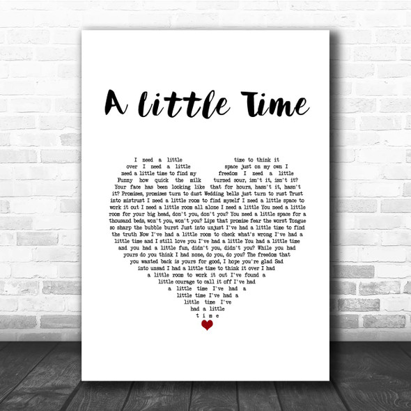 The Beautiful South A Little Time White Heart Song Lyric Print