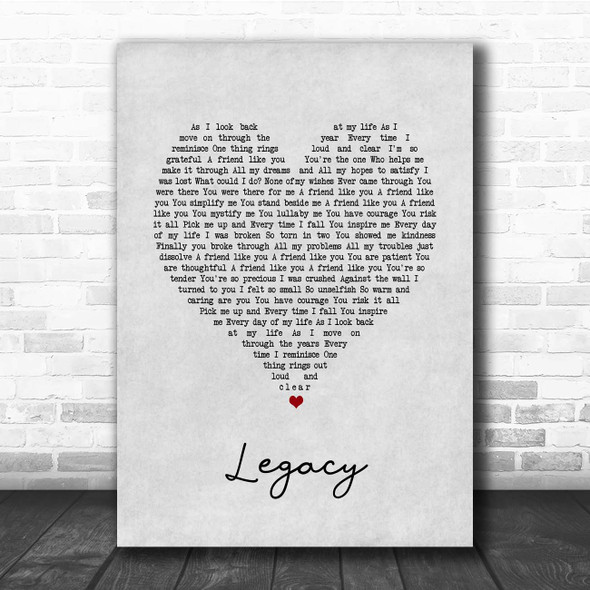 The Cadillac Three Legacy Grey Heart Song Lyric Print