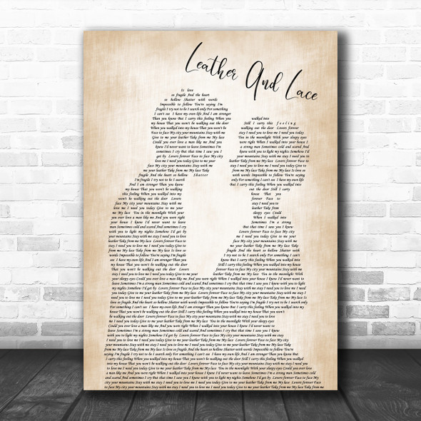 Stevie Nicks Leather And Lace Song Lyric Man Lady Bride Groom Wedding Music Wall Art Print