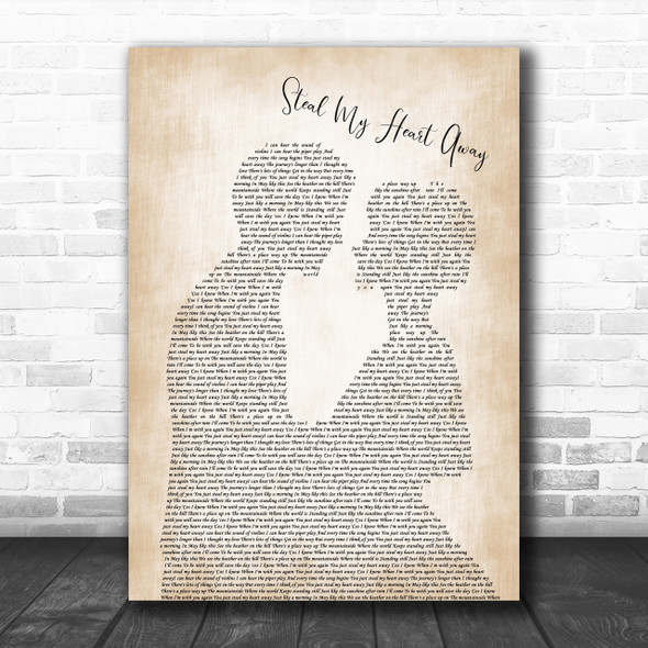 Van Morrison Steal My Heart Away Song Lyric Man Lady Bride Groom Wedding Music Wall Art Print