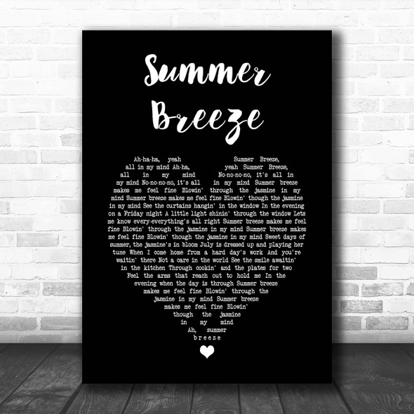The Isley Brothers Summer Breeze Black Heart Song Lyric Print