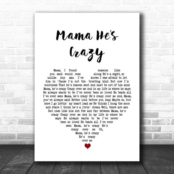 The Judds Mama He's Crazy White Heart Song Lyric Print