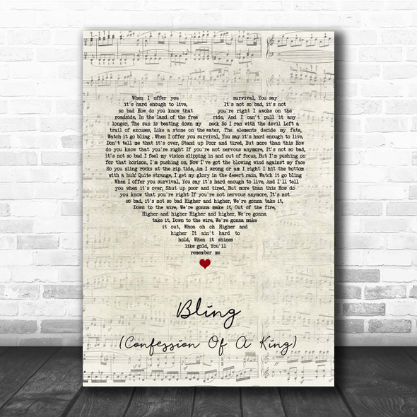 The Killers Bling (Confession Of A King) Script Heart Song Lyric Print