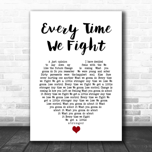 The Milk Every Time We Fight White Heart Song Lyric Print