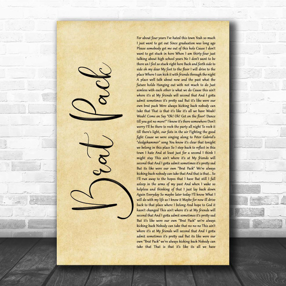 The Rocket Summer Brat Pack Rustic Script Song Lyric Print