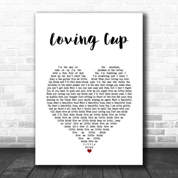 The Rolling Stones Loving Cup White Heart Song Lyric Print