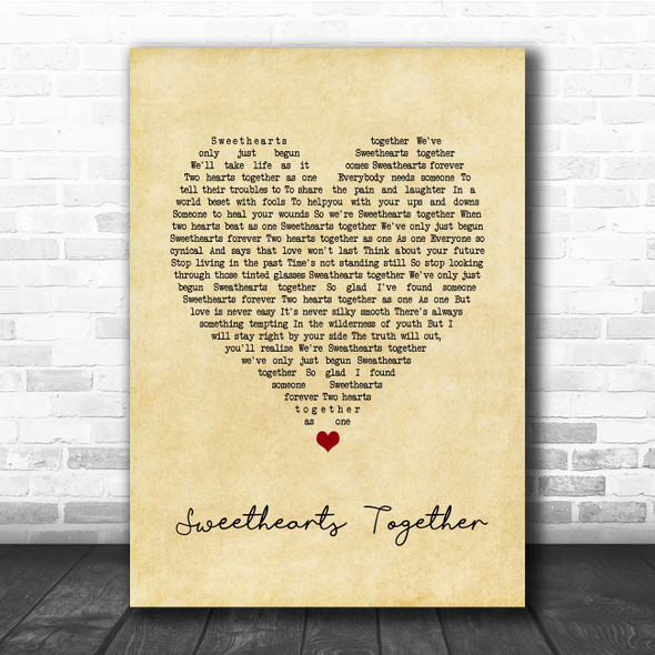 The Rolling Stones Sweethearts Together Vintage Heart Song Lyric Print