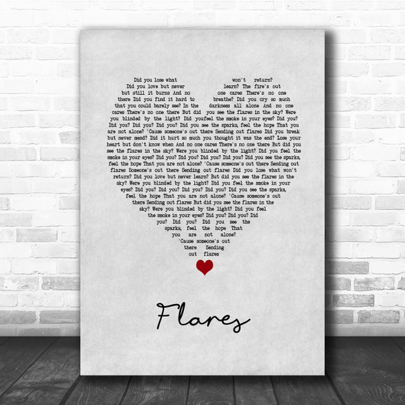 The Script Flares Grey Heart Song Lyric Print