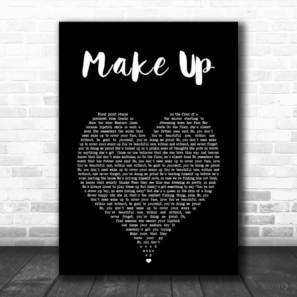 The Script Make Up Black Heart Song Lyric Print