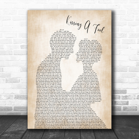 George Michael Kissing A Fool Man Lady Bride Groom Wedding Song Lyric Music Wall Art Print