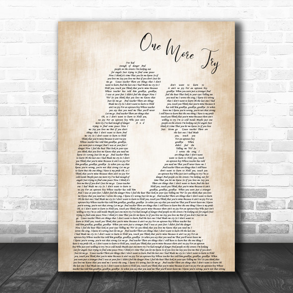 George Michael One More Try Man Lady Bride Groom Wedding Song Lyric Music Wall Art Print