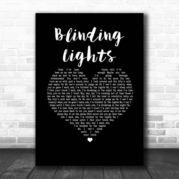 The Weeknd Blinding Lights Black Heart Song Lyric Print