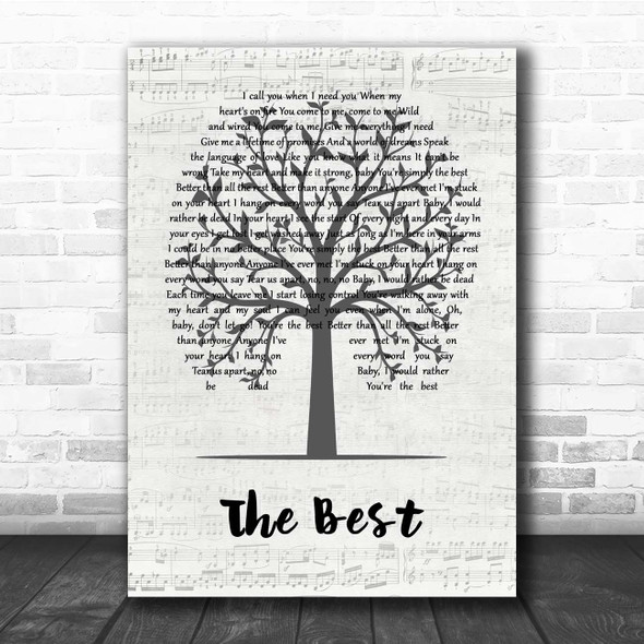 Tina Turner The Best Music Script Tree Song Lyric Print