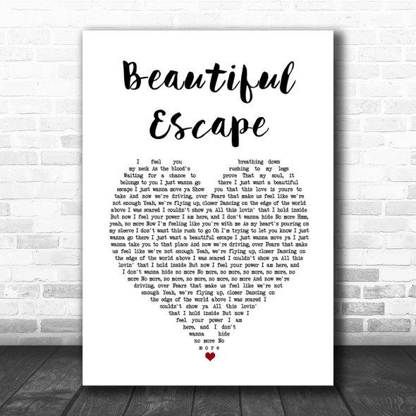 Tom Misch Beautiful Escape White Heart Song Lyric Print