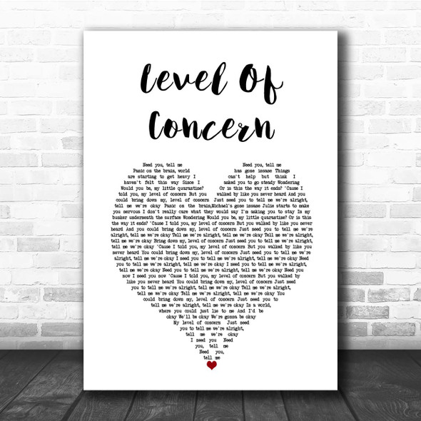 Twenty One Pilots Level Of Concern White Heart Song Lyric Print