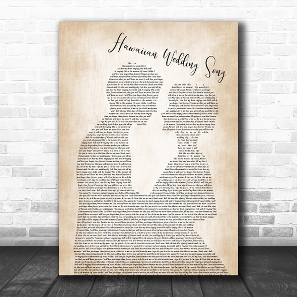 Elvis Presley Hawaiian Song Man Lady Bride Groom Song Lyric Music Wall Art Print