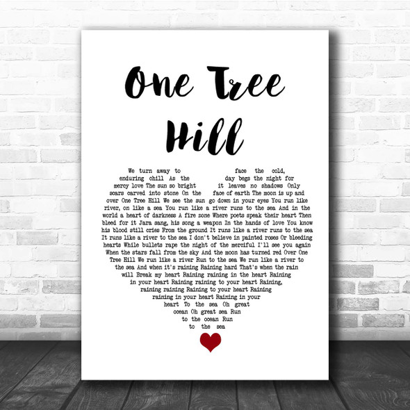 U2 One Tree Hill White Heart Song Lyric Print