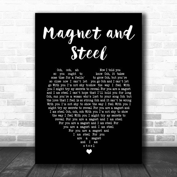 Walter Egan Magnet and Steel Black Heart Song Lyric Print