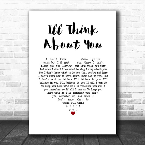 We Are Messengers I'll Think About You White Heart Song Lyric Print