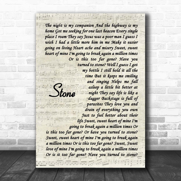 Whiskey Myers Stone Vintage Script Song Lyric Print