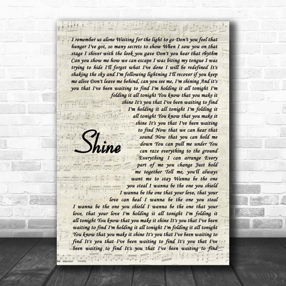 Years & Years Shine Vintage Script Song Lyric Print