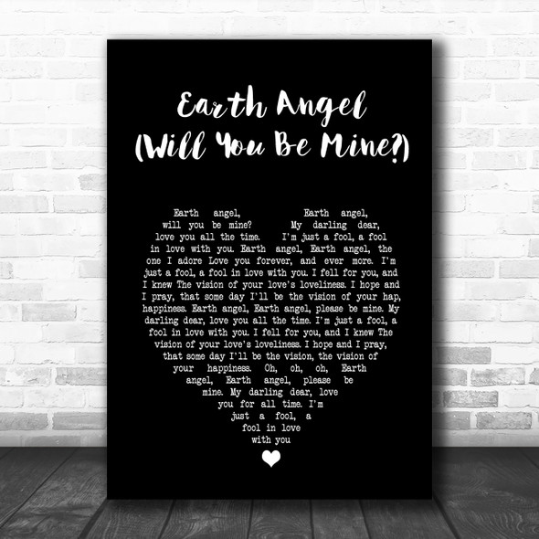 Marvin Berry, Harry Waters Jr. Earth Angel Will You Be Mine Black Heart Song Lyric Music Art Print