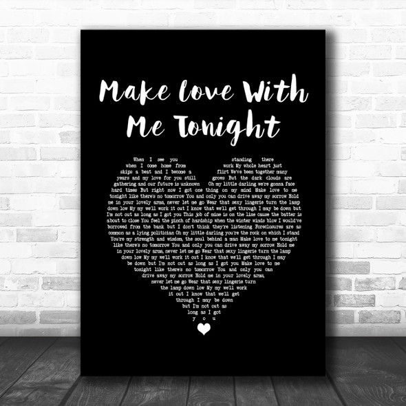 Rod Stewart Make Love With Me Tonight Black Heart Song Lyric Music Art Print