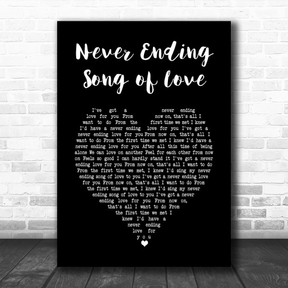 The New Seekers Never Ending Song of Love Black Heart Song Lyric Music Art Print