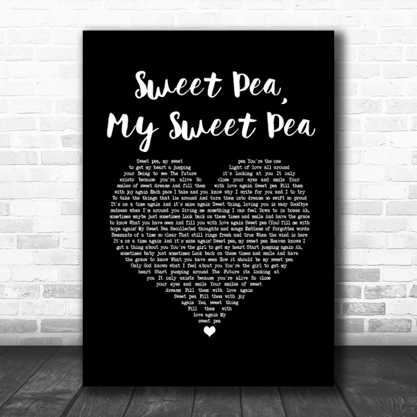 Paul Weller Sweet Pea, My Sweet Pea Black Heart Song Lyric Music Art Print