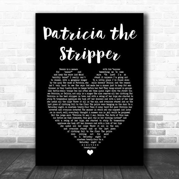 Chris de Burgh Patricia the Stripper Black Heart Song Lyric Music Art Print