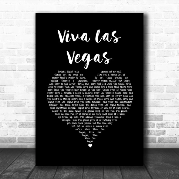 Elvis Presley Viva Las Vegas Black Heart Song Lyric Music Art Print