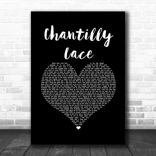 Jerry Lee Lewis Chantilly Lace Black Heart Song Lyric Music Art Print