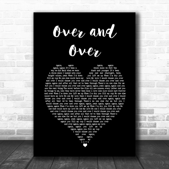 Ben Rector Over and Over Black Heart Song Lyric Music Art Print
