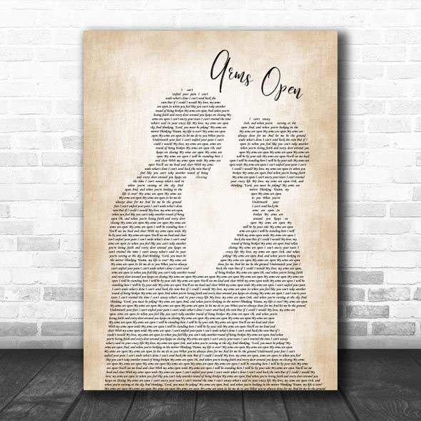 The Script Arms Open Song Lyric Man Lady Bride Groom Wedding Music Wall Art Print