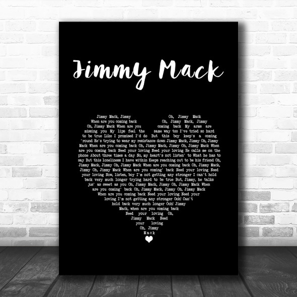 Martha And The Vandellas Jimmy Mack Black Heart Song Lyric Music Art Print