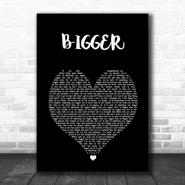 Beyoncé BIGGER Black Heart Song Lyric Music Art Print