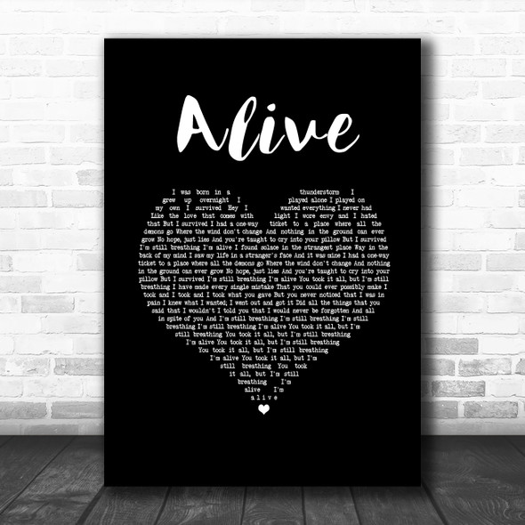 Sia Alive Black Heart Song Lyric Music Art Print