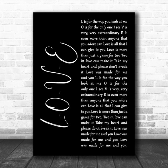 Nat King Cole L-O-V-E Black Script Song Lyric Music Art Print