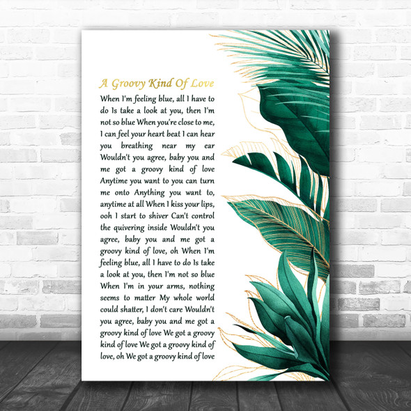 Phil Collins A Groovy Kind Of Love Gold Green Botanical Leaves Side Script Song Lyric Music Art Print