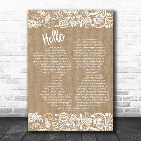 Lionel Richie Hello Burlap & Lace Song Lyric Music Art Print