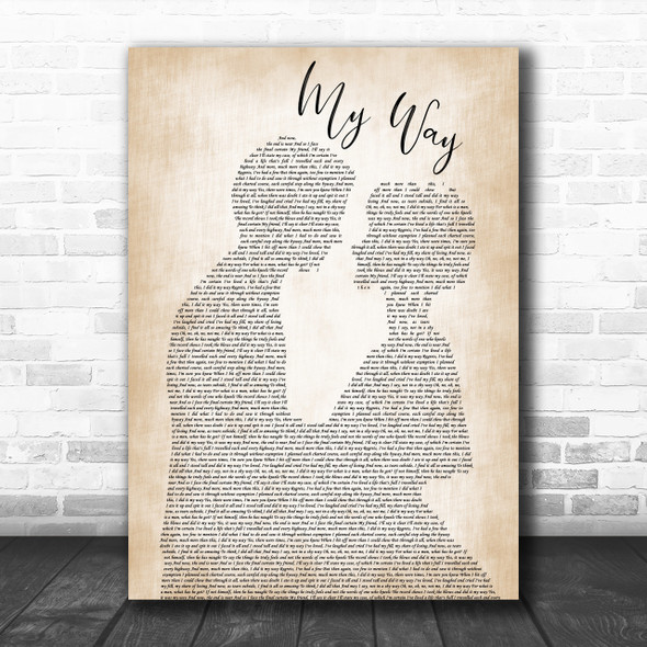 Frank Sinatra My Way Man Lady Bride Groom Wedding Song Lyric Music Wall Art Print