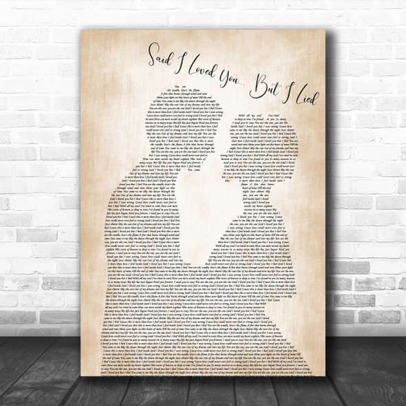 Michael Bolton Said I Loved You... But I Lied Bride Groom Song Lyric Music Wall Art Print